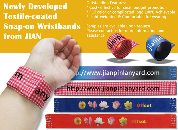 Newly Developed Textile-coated Snap-on Wristbands from JIAN