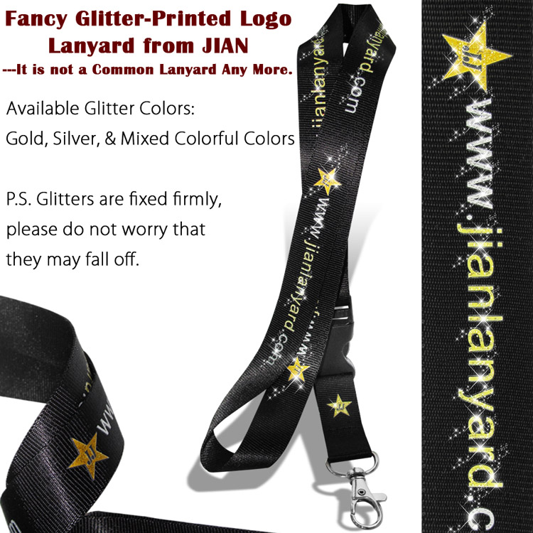 Fancy Glitter-Printed Logo Lanyard from JIAN